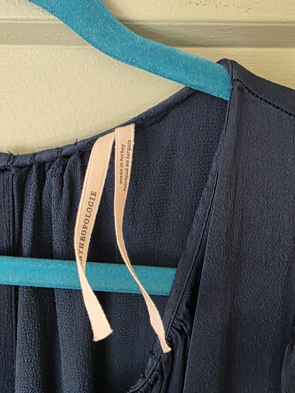 Anthropologie Navy V-Neck Smocked Waist Maxi Dress - Picture 4 of 6